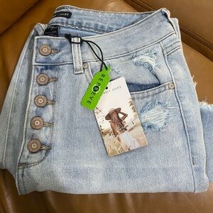 Sincerely Jules Light Blue Buttonfly Distressed Women Jeans Size 9/29